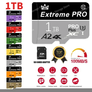 1 ТБ Карта памяти Ultra UHS-I Карта памяти SD класса 10 с адаптером 100 МБ/с C10 U1 Full HD A1 Micro TF Карта памяти 1/2 ТБ
