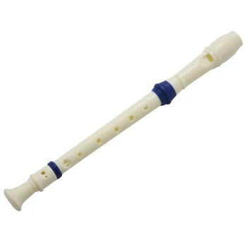 10X Студенты Пластик 8 отверстий Сопрано Блокфлейта Флейта Бежевый синий + палочка для чистки