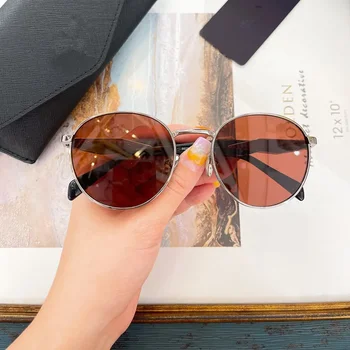 2023 Круглые солнцезащитные очки в стиле ретро Дизайнер женского бренда Женское зеркало из сплава Женские черные солнцезащитные очки Oculos De Sol UV400