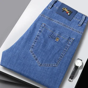 2023 Новые джинсы Мужские прямые свободные модные бренды Большие эластичные универсальные деловые мужские повседневные брюки