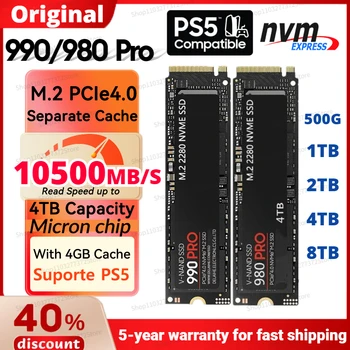 2024 990Pro M2 SSD 1 ТБ 2 ТБ 4 ТБ 10500 МБ / с M.2 NVMe PCIe 4.0 x4 SSD Диск Жесткий внутренний твердотельный накопитель для ноутбука PS5 Настольный