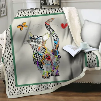  3D-печатные художественные мультяшные плюшевые одеяла для кроватей Диван Шерпа Флисовое одеяло Мягкое теплое постельное белье Путешествия Пикник Чехол для сна