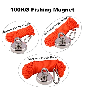 80 кг-100 кг сверхсильный магнит для рыбалки N52 Неодимовые магниты нейлоновая веревка для поиска сокровищ в реке