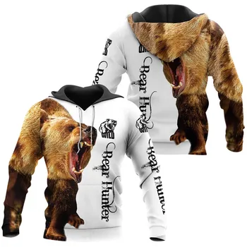 CLOOCL Мужская толстовка с капюшоном Красивая охота на медведя 3D Пуловер с принтом Куртка унисекс Стиль Харадзюку Уличная одежда Sudadera Hombre