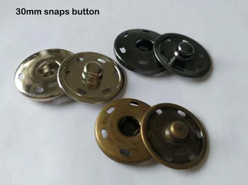 DIY 30 комплектов/лот Большой 30 мм 2 детали пришить кнопки пуговицы металлическая латунь кнопка застежки серебристый / черный / бронзовый 2015102001