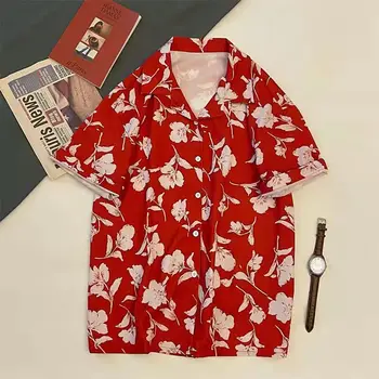 EBAIHUI Мужские рубашки с цветочным принтом Повседневные винтажные рубашки с отложным воротником для мужчин Свободная шикарная однобортная мужская одежда рубашка