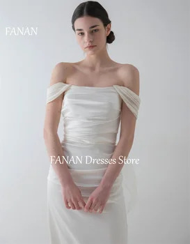 FANAN Япония с открытыми плечами Свадебные платья Короткие рукава Атлас ウェディングドレスです Аппликации из слоновой кости Платья невесты на заказ Большие размеры