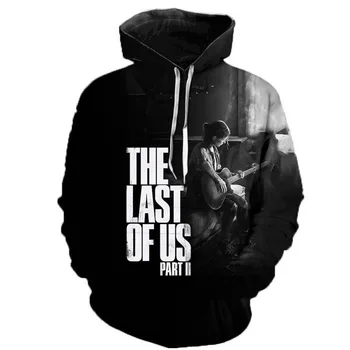 Game The Last Of Us 3d Print Мужская расхлябанная толстовка с капюшоном Повседневная негабаритная пуловер Мода Популярная уличная одежда Тренд Хип-хоп Мужская одежда