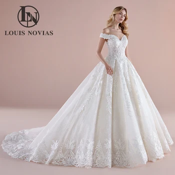 LOUIS NOVIAS Свадебное платье с открытыми плечами 2023 Свадебное платье принцессы с пайетками Аппликации из бисера Кружева А-силуэта Невеста Vestidos De Novia
