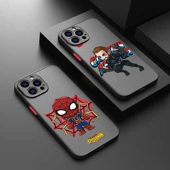Marvel Superhero Аниме для Apple iPhone 14 13 12 11 XS Mini Pro Max 8 7 6S 6 XR X Plus Матовый полупрозрачный чехол для телефона Sas4