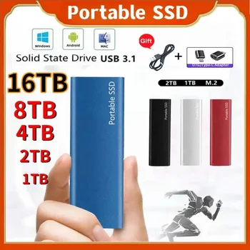 Mini Portable SSD Жесткий диск 16 ТБ 8 ТБ Type-C / USB3.1 Внешний мобильный диск 4 ТБ 2 ТБ Высокоскоростной жесткий диск для ноутбука