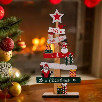 NEW Рождественский деревянный настольный орнамент Настольный рождественский деревянный знак с украшениями снеговика и Санта-Клауса