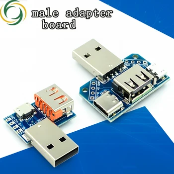 USB головка коммутатора Штекерный USB-разъем к гнезду Type-C Micro USB 2.54-4P Тестовая плата для переноса данных Пластина USB-адаптера