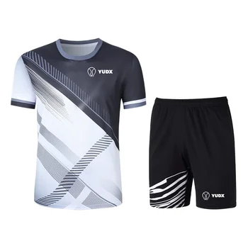 Yudx Бренд Мужская и женская одежда для бадминтона Теннисная одежда Спортивная геометрический дизайн Дышащий быстросохнущий круглый вырезsizdt-Shirt