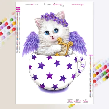 алмазная живопись милые мультяшные животные чайная чашка кошка вышивка крестом набор полный сверл вышивка мозаика искусство кошка картина домашний декор подарок