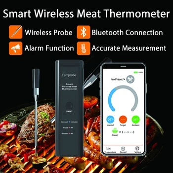 Беспроводной термометр для мяса Smart Bluetooth Дистанционный мониторинг Приготовление пищи Жареное мясо Термометр для кухни Приготовление пищи Печь барбекю