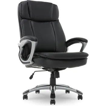 Большой и высокий Эргономичное игровое компьютерное кресло с высокой спинкой и многослойными подушками для тела, контурная поясничная зона, черный