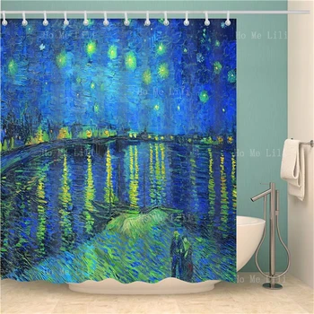 Ван Гог Занавеска для душа Домашнее художественное украшение ванной под звездным небом