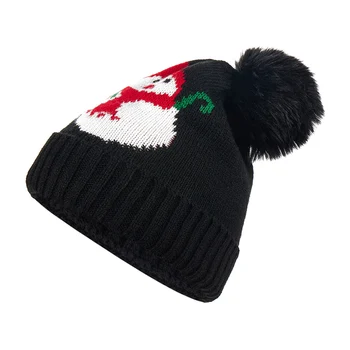 Детская рождественская вязаная шапка-бини шапка с помпоном Шапка Санта Вязаная шапочка Новорожденный Зимняя шапка Мальчик Девочка Рождественская вязаная шапка