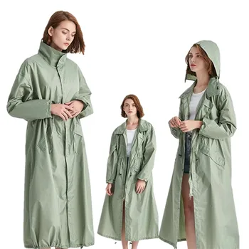 Длинный плащ Мужчины Женщины Водонепроницаемый Молния Модная Куртка Пальто Всего Тела Для Дождя XL