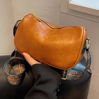 Женская сумка из искусственной кожи Ретро Плечевой ремень Дизайн Однотонная сумка Мода Атмосфера Простые сумки