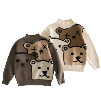 Зимний свитер для мальчиков Мягкий и уютный трикотаж с медведем