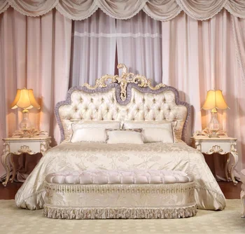 кровать в европейском стиле, французская придворная, роскошная, ретро, старая спальня, кровать принцессы