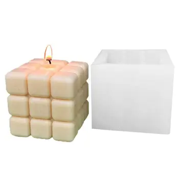 Кубические формы для свечей Формы для свечей Силиконовые формы для торта DIY Волновая форма Сахар Шоколад Декор