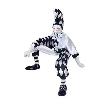 Кукла клоуна Фарфоровая фигурка Забавная домашняя ткань 15-дюймовая модель клоуна Кукла Арлекин для сувениров Искусство Ремесла Вечеринка Благосклонность