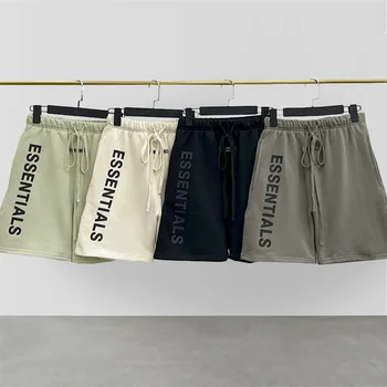 Модные летние мужские шорты с резиновыми надписями дизайнерского бренда с резиновыми надписями Оверсайз хип-хоп свободные шорты с капюшоном унисекс