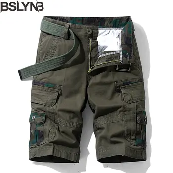 Модные мужские камуфляжные шорты-карго мужские бренд хлопковые шорты-бермуды с несколькими карманами