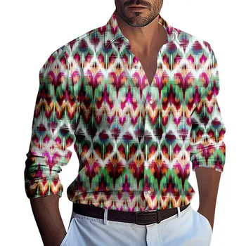 Мужская летняя новая рубашка с длинным рукавом со свободным принтом Кардиган Пляжная рубашка traf Отзывы об официальном магазине Много одежды camisas de hombre