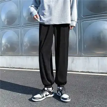 Мужская мода Свободные прямые брюки Мужские хип-хоп повседневные брюки для бега трусцой Высокое качество Уличная одежда Harajuku Брюки Бренд Мужчины R96