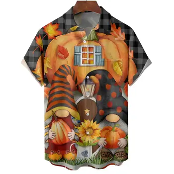 Мужская повседневная рубашка с принтом индейки на День Благодарения гавайская рубашка Стиль A7