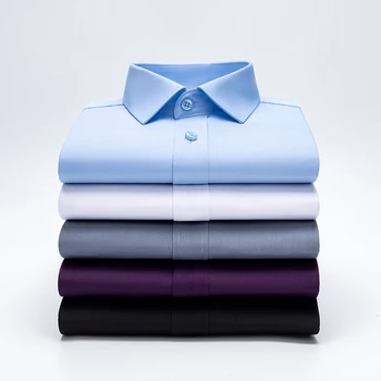Мужские рубашки из бамбукового волокна против морщин Классические рубашки с длинным рукавом для мужчин Облегающая социальная деловая блузка Белая рубашка