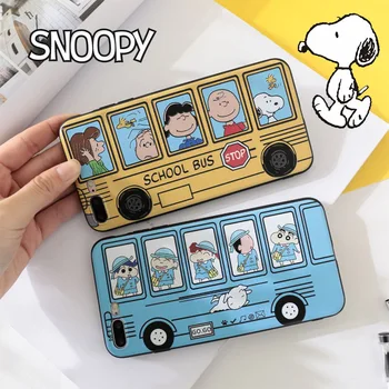 Новый Snoopy Школьный автобус Пары Чехол для IPhone Psyduck Силиконовый аниме Водонепроницаемые защитные чехлы для IPhone 13 11 12 PRO MAX X XS XR