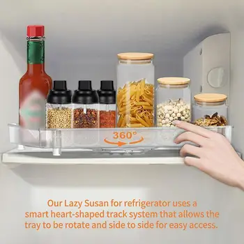 Органайзер для поворотного стола LazySusan для холодильника 360 Вращающийся прямоугольный стеллаж для хранения Прозрачная стойка для поворотного стола для кухонного шкафа