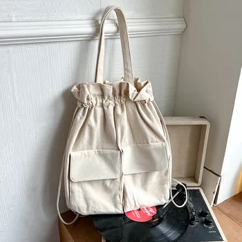 Повседневный корейский женский рюкзак легкий нейлоновый карманный рюкзак на шнурке для женщин модный дизайнер книга путешествия женская сумка через плечо