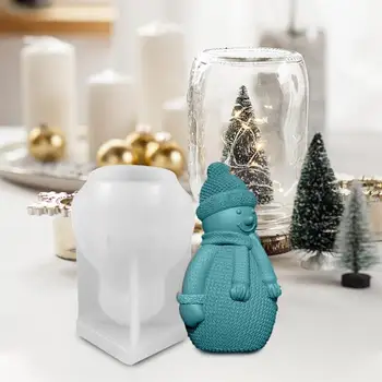 Рождественская силиконовая форма 3D Снеговик Форма DIY Свеча Форма 4.17in Мыло ручной работы Силиконовые формы для вечеринок Свадебные украшения