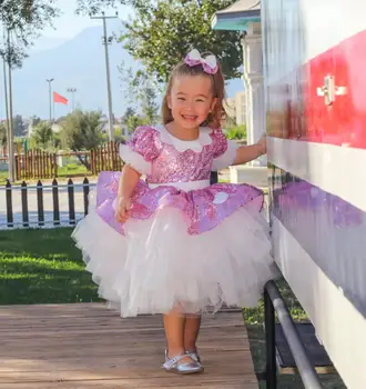 Симпатичная девочка Платье на день рождения с бантом Маленькая принцесса Цветочница Платье для девочки Детское платье для вечеринок Детский размер 1-14T