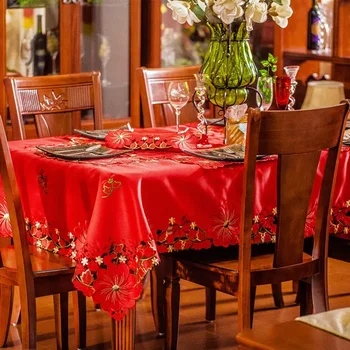 Столовая ткань, чайный стол, настольный флаг, вышитый деревенский стиль в европейском стиле, элитный роскошный красный прямоугольник