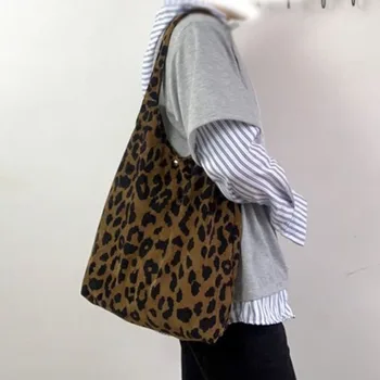  Сумка с леопардовой печатью Новая сумка с дакроновым леопардовым принтом Винтажные сумки с верхней ручкой