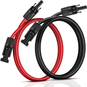 Удлинительный кабель для солнечных панелей Удлинительный кабель для солнечных панелей 1 м 10AWG с гнездовым и штекерным разъемом (красный + черный кабель)