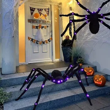 Хэллоуин светящиеся украшения паука, открытый открытый внутренний симулятор большой паук сцена реквизит украшения