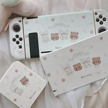 Чехол для Nintendo Switch OLED / NS Аксессуары Kawaii Bunny Bear Shell Joycon Case Кассетная коробка для игр для консоли Switch