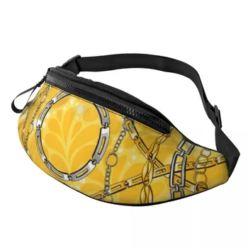  элегантная поясная сумка с принтом цепочки желтый цветочный бегун рыбак поясная сумка полиэстер забавная сумка