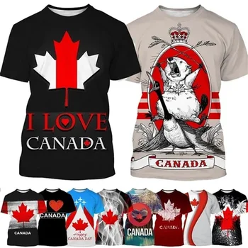 Я люблю Канаду Креативный Узор Футболка Мужчины Женщины 3D Печатная Повседневная Круглая Шея Канада День Футболка с коротким рукавом Топ Мужчины Уличная одежда
