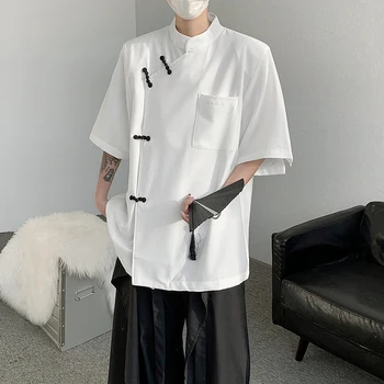 2023 Новая мода Летнее платье Ледяная шелковая рубашка Cool Sensible Xianmen's New Chinese Style Disc Button Национальный стиль Маленькие люди S