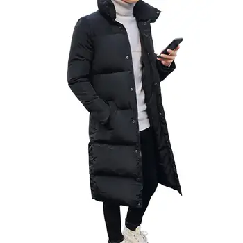 Модное мужское пальто Однобортная зимняя мужская куртка Куртка с утолщенными карманами