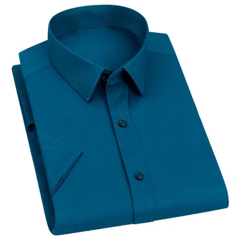 Новая мужская рубашка Бамбуковое волокно Повседневная Белая синяя мужская рубашка с короткими рукавами Социальная свадебная вечеринка Высококачественные рубашки для мужчин CH
